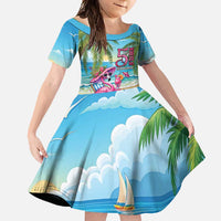 Flamingo Aloha Hawaii Family Matching Off Shoulder Maxi Dress and Hawaiian Shirt It's 5 O’Clock Somewhere Tropical Vibes - Polynesian Pride