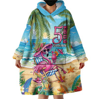 Flamingo Aloha Hawaii Wearable Blanket Hoodie It's 5 O’Clock Somewhere Tropical Vibes - Polynesian Pride