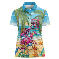 Flamingo Aloha Hawaii Women Polo Shirt It's 5 O’Clock Somewhere Tropical Vibes - Polynesian Pride