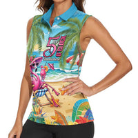 Flamingo Aloha Hawaii Women Sleeveless Polo Shirt It's 5 O’Clock Somewhere Tropical Vibes - Polynesian Pride