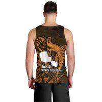 French Polynesia Tahiti Men Tank Top Polynesian Shark Tattoo With Hibiscus Red Version LT14 - Polynesian Pride