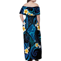 Tokelau Fakaofo Atoll Family Matching Off Shoulder Maxi Dress and Hawaiian Shirt Polynesian Tattoo Plumeria With Map LT14 - Polynesian Pride