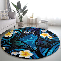 Tokelau Fakaofo Atoll Round Carpet Polynesian Tattoo Plumeria With Map