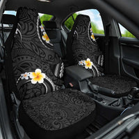 Black And Gray Car Seat Cover Curves Polynesian Tattoo Mix Plumeria Flowers