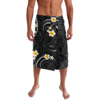 Black And Gray Lavalava Curves Polynesian Tattoo Mix Plumeria Flowers