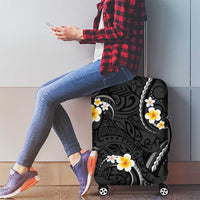 Black And Gray Luggage Cover Curves Polynesian Tattoo Mix Plumeria Flowers LT14 - Polynesian Pride