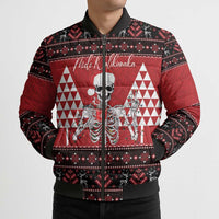 Personalized Hawaii Skull Christmas Bomber Puffer Jacket Mele Kalikimaka Hawaiian Kakau - Polynesian Pride