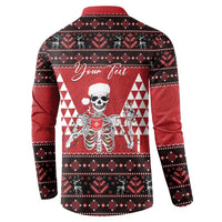 Personalized Hawaii Skull Christmas Button Sweatshirt Mele Kalikimaka Hawaiian Kakau - Polynesian Pride