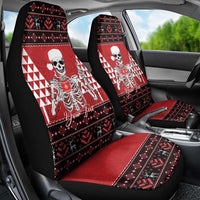 Personalized Hawaii Skull Christmas Car Seat Cover Mele Kalikimaka Hawaiian Kakau - Polynesian Pride