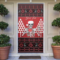 Personalized Hawaii Skull Christmas Door Cover Mele Kalikimaka Hawaiian Kakau - Polynesian Pride