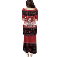 Personalized Hawaii Skull Christmas Family Matching Puletasi and Hawaiian Shirt Mele Kalikimaka Hawaiian Kakau - Polynesian Pride