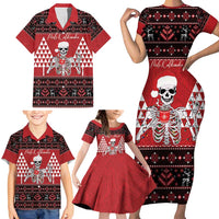 Personalized Hawaii Skull Christmas Family Matching Short Sleeve Bodycon Dress and Hawaiian Shirt Mele Kalikimaka Hawaiian Kakau - Polynesian Pride