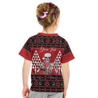 Personalized Hawaii Skull Christmas Kid T Shirt Mele Kalikimaka Hawaiian Kakau - Polynesian Pride