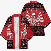 Personalized Hawaii Skull Christmas Kimono Mele Kalikimaka Hawaiian Kakau - Polynesian Pride