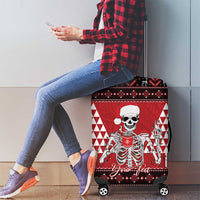 Personalized Hawaii Skull Christmas Luggage Cover Mele Kalikimaka Hawaiian Kakau - Polynesian Pride