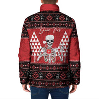 Personalized Hawaii Skull Christmas Padded Jacket Mele Kalikimaka Hawaiian Kakau - Polynesian Pride