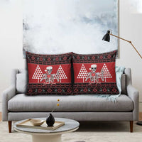Personalized Hawaii Skull Christmas Pillow Cover Mele Kalikimaka Hawaiian Kakau - Polynesian Pride