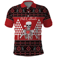 Personalized Hawaii Skull Christmas Polo Shirt Mele Kalikimaka Hawaiian Kakau - Polynesian Pride