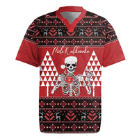 Personalized Hawaii Skull Christmas Rugby Jersey Mele Kalikimaka Hawaiian Kakau - Polynesian Pride