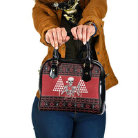 Personalized Hawaii Skull Christmas Shoulder Handbag Mele Kalikimaka Hawaiian Kakau - Polynesian Pride