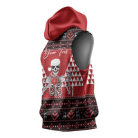 Personalized Hawaii Skull Christmas Sleeveless Hoodie Mele Kalikimaka Hawaiian Kakau - Polynesian Pride