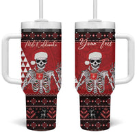 Personalized Hawaii Skull Christmas Tumbler With Handle Mele Kalikimaka Hawaiian Kakau - Polynesian Pride