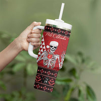 Personalized Hawaii Skull Christmas Tumbler With Handle Mele Kalikimaka Hawaiian Kakau - Polynesian Pride