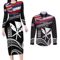 Hawaii Independence Day Couples Matching Long Sleeve Bodycon Dress and Long Sleeve Button Shirt La Kuokoa - Happy 28th November