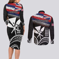 Hawaii Independence Day Couples Matching Long Sleeve Bodycon Dress and Long Sleeve Button Shirt La Kuokoa - Happy 28th November