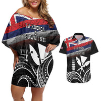 Hawaii Independence Day Couples Matching Off Shoulder Short Dress and Hawaiian Shirt La Kuokoa - Happy 28th November