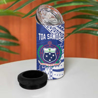 Toa Samoa Rugby Custom 4 in 1 Can Cooler Tumbler Go Champions Pacific Samoan Pattern - Polynesian Pride