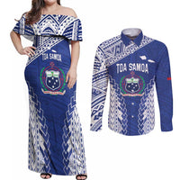 Toa Samoa Rugby Custom Couples Matching Off Shoulder Maxi Dress and Long Sleeve Button Shirt Go Champions Pacific Samoan Pattern - Polynesian Pride