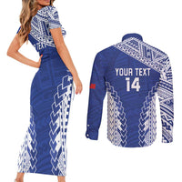 Toa Samoa Rugby Custom Couples Matching Short Sleeve Bodycon Dress and Long Sleeve Button Shirt Go Champions Pacific Samoan Pattern - Polynesian Pride