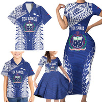 Toa Samoa Rugby Custom Family Matching Short Sleeve Bodycon Dress and Hawaiian Shirt Go Champions Pacific Samoan Pattern LT14 - Polynesian Pride