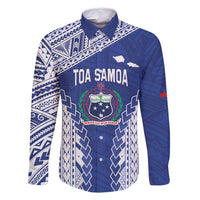 Toa Samoa Rugby Custom Family Matching Summer Maxi Dress and Hawaiian Shirt Go Champions Pacific Samoan Pattern LT14 Dad's Shirt - Long Sleeve Blue - Polynesian Pride