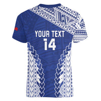 Toa Samoa Rugby Custom Women V-Neck T-Shirt Go Champions Pacific Samoan Pattern - Polynesian Pride