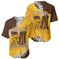 Personalized Mililani Hawaii High School Baseball Jersey Puakenikeni Lei Hawaiian Pattern - Polynesian Pride