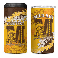 Personalized Mililani Hawaii High School 4 in 1 Can Cooler Tumbler Puakenikeni Lei Hawaiian Pattern - Polynesian Pride