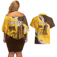 Personalized Mililani Hawaii High School Couples Matching Off Shoulder Short Dress and Hawaiian Shirt Puakenikeni Lei Hawaiian Pattern LT14 - Polynesian Pride