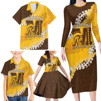 Personalized Mililani Hawaii High School Family Matching Long Sleeve Bodycon Dress and Hawaiian Shirt Puakenikeni Lei Hawaiian Pattern - Polynesian Pride