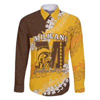 Personalized Mililani Hawaii High School Family Matching Long Sleeve Bodycon Dress and Hawaiian Shirt Puakenikeni Lei Hawaiian Pattern - Polynesian Pride