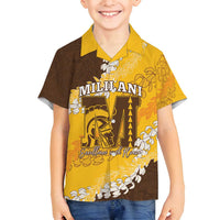Personalized Mililani Hawaii High School Family Matching Long Sleeve Bodycon Dress and Hawaiian Shirt Puakenikeni Lei Hawaiian Pattern - Polynesian Pride