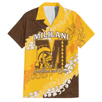 Personalized Mililani Hawaii High School Family Matching Off Shoulder Short Dress and Hawaiian Shirt Puakenikeni Lei Hawaiian Pattern - Polynesian Pride