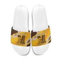 Personalized Mililani Hawaii High School Slide Sandals Puakenikeni Lei Hawaiian Pattern - Polynesian Pride