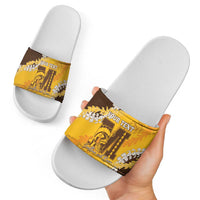 Personalized Mililani Hawaii High School Slide Sandals Puakenikeni Lei Hawaiian Pattern - Polynesian Pride