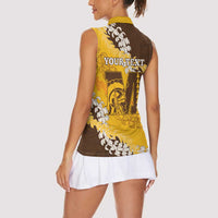 Personalized Mililani Hawaii High School Women Sleeveless Polo Shirt Puakenikeni Lei Hawaiian Pattern - Polynesian Pride