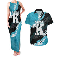 Personalized Kapolei Hawaii High School Couples Matching Tank Maxi Dress and Hawaiian Shirt Puakenikeni Lei Hawaiian Pattern - Polynesian Pride
