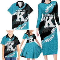 Personalized Kapolei Hawaii High School Family Matching Long Sleeve Bodycon Dress and Hawaiian Shirt Puakenikeni Lei Hawaiian Pattern LT14 - Polynesian Pride