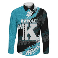 Personalized Kapolei Hawaii High School Family Matching Long Sleeve Bodycon Dress and Hawaiian Shirt Puakenikeni Lei Hawaiian Pattern LT14 Dad's Shirt - Long Sleeve Teal - Polynesian Pride