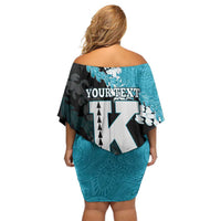 Personalized Kapolei Hawaii High School Family Matching Off Shoulder Short Dress and Hawaiian Shirt Puakenikeni Lei Hawaiian Pattern - Polynesian Pride